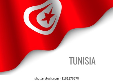 waving flag of Tunisia with copyspace. Template for brochure. vector illustration