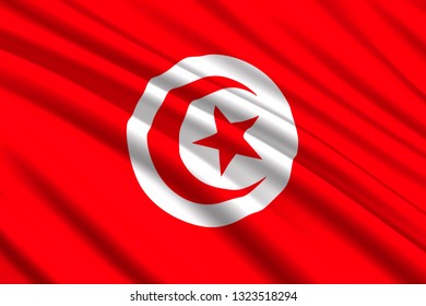 waving flag of Tunisia. Vector illustration