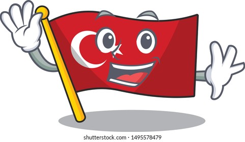 Waving flag turkey isolated in the cartoon