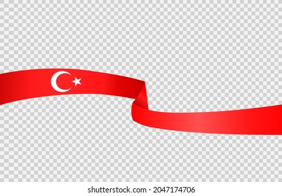 Bandera onduladora de Turquía aislada en fondo png o transparente,Símbolo de Turquía,plantilla para banner,tarjeta,publicidad ,promoción, ilustración vectorial top oro medalla país ganador de deporte