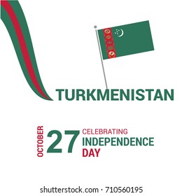 waving flag of Turkmenistan. Template for independence day. vector illustration
