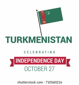 waving flag of Turkmenistan. Template for independence day. vector illustration