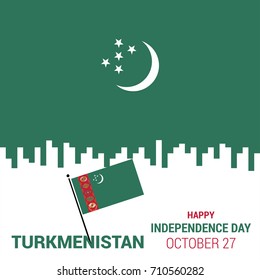 waving flag of Turkmenistan. Template for independence day. vector illustration