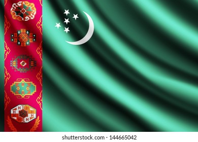 Waving flag of Turkmenistan, vector