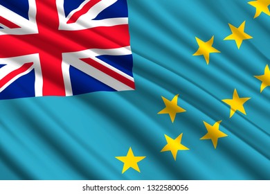 waving flag of Tuvalu. Vector illustration