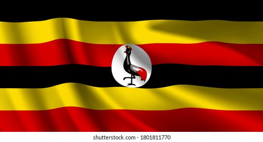 Waving flag of the Uganda. Waving Uganda flag