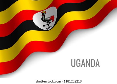 waving flag of Uganda with copyspace. Template for brochure. vector illustration