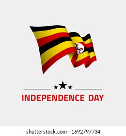Waving flag of Uganda for independence day greeting card, banner and social media isolated on white background vector illustration EPS 10