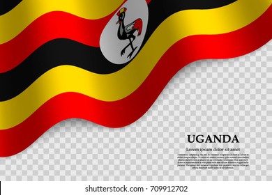 waving flag of Uganda on transparent background. Template for independence day. vector illustration