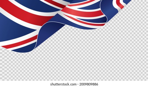 Bandera onduladora del Reino Unido aislada en la png o en un fondo transparente,Símbolos del Reino Unido,Gran Bretaña,plantilla para banner,tarjeta,publicidad ,promoción, comercial de TV, anuncios, web, ilustración vectorial  