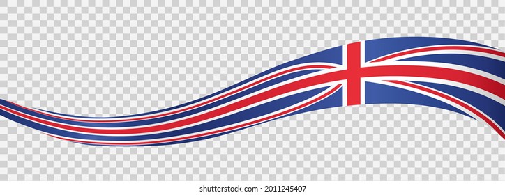 Waving flag of  UK isolated  on png or transparent  background,Symbols of  United Kingdom,Great Britain,template for banner,card,advertising ,promote, TV commercial, ads, web, vector illustration  
