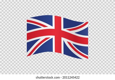 Waving flag of  UK isolated  on png or transparent  background,Symbols of  United Kingdom,Great Britain,template for banner,card,advertising ,promote, TV commercial, ads, web, vector illustration  