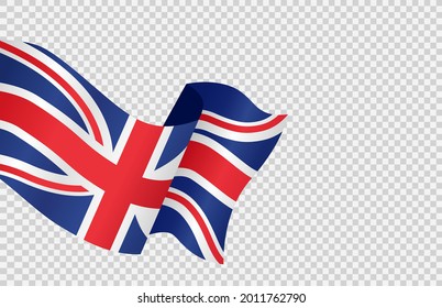 Waving flag of  UK isolated  on png or transparent  background,Symbols of  United Kingdom,Great Britain,template for banner,card,advertising ,promote, TV commercial, ads, web, vector illustration  