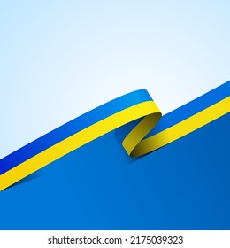 Waving Flag of Ukraine in the form of a ribbon. Vector illustration