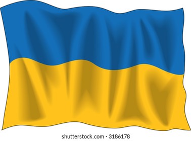 Waving flag of Ukraine isolated on white