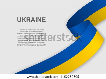 waving flag of Ukraine. Template for independence day. vector illustration