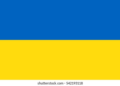 Waving flag of Ukraine. Vector illustration of icon with blue, yellow colors.