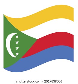 Waving Flag Union Of The Comoros. Vector. Accurate dimensions, elements proportions and colors
