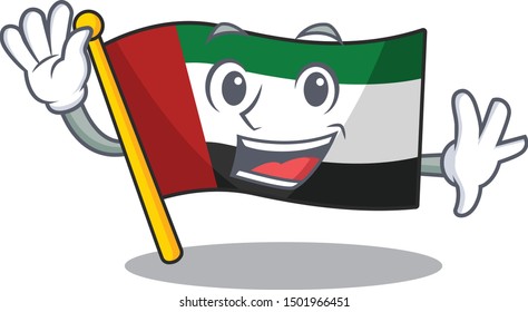 Waving flag united arab emirates isolated cartoon