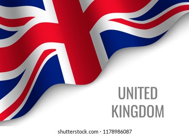 waving flag of United Kingdom with copyspace. Template for brochure. vector illustration