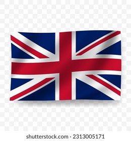 Waving flag of United Kingdom. Illustration of flag on transparent background(PNG).