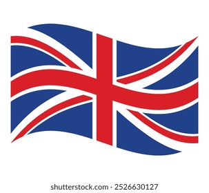 Waving flag of United Kingdom isolated on white background. Vector