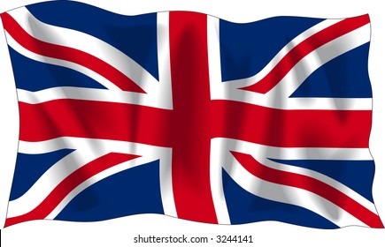 Waving flag of United Kingdom isolated on white