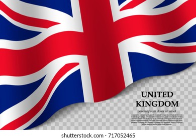 waving flag of United Kingdom on transparent background. Template for independence day. vector illustration