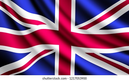 Waving flag of United Kingdom. Vector illustration of United Kingdom 3D icon