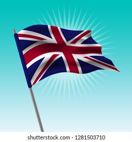 Waving flag of United Kingdom. Vector drawing illustration of flag.