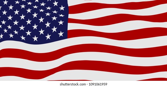 Waving Flag Of The United States Of America, Vector Illustration