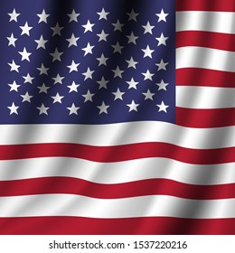 Waving flag of the United States of America. Patriotic illustration