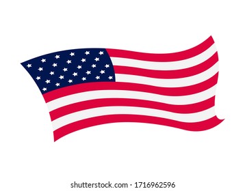 Waving flag of the United States of America. Illustration of wavy American Flag. National symbol, American flag on white background - vector illustration