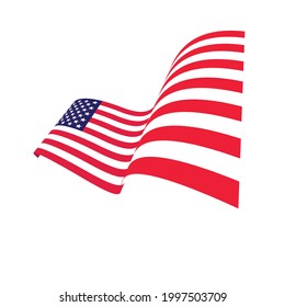 Waving flag of United States of America. Waving American flag. vector illustration.