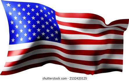 Waving flag of the United States of America. illustration of wavy American Flag. Flag on transparent background - vector illustration.