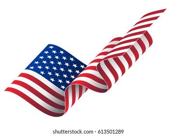 waving flag of the United States of America. American flag vector illustration. Flag of the United States, fluttered in the wind. American Flag Flowing