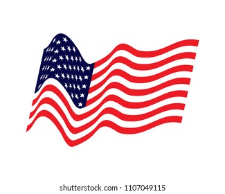 Waving flag of the United States. illustration of wavy American Flag for Independence Day. American flag on white background vector illustration. US, USA, banner. USA United states of America flag.