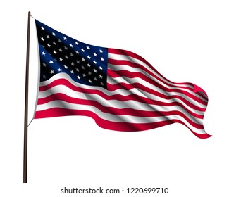 Waving flag of the United States. illustration of wavy American Flag for Independence Day. 