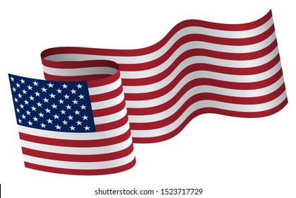 Waving flag of the United States. illustration of wavy American Flag for Independence Day.