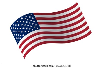 Waving flag of the United States. illustration of wavy American Flag for Independence Day.