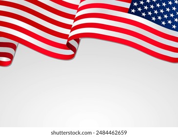 Bandera de Estados Unidos aislada sobre fondo blanco, Símbolos de Estados Unidos, Bandera estadounidense para el Día de la Independencia - Ilustración vectorial