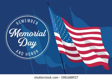 Waving flag of the United States Memorial day