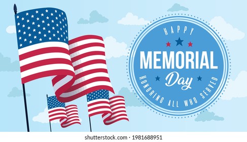 Waving flag of the United States Memorial day