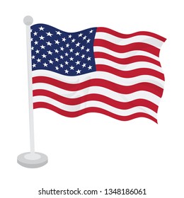 Waving flag of United States on a flagpole. Vector illustration design