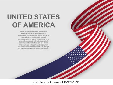 waving flag of United States. Template for independence day. vector illustration