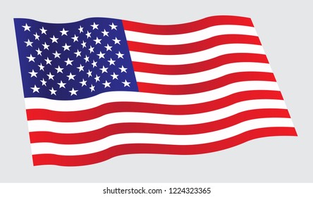 Waving flag of United States. Wavy American flag for Independence Day. 