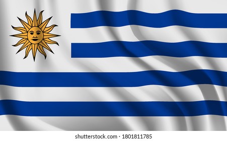 Waving flag of the Uruguay. Waving Uruguay flag