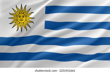 Waving flag of Uruguay. 3d vector banner 
