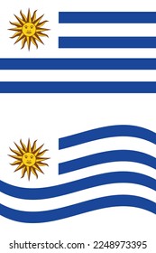 Waving flag of Uruguay. Uruguay flag on white background. flat style.
