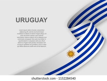 waving flag of Uruguay. Template for independence day. vector illustration